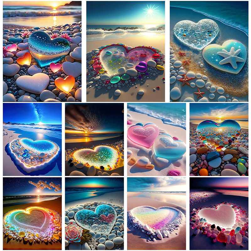 Transfronterizos 5D amor de la playa de diamantes cuadrados de diamantes completos cuadrados pintura de decoración de la sala de estar DIY al por mayor