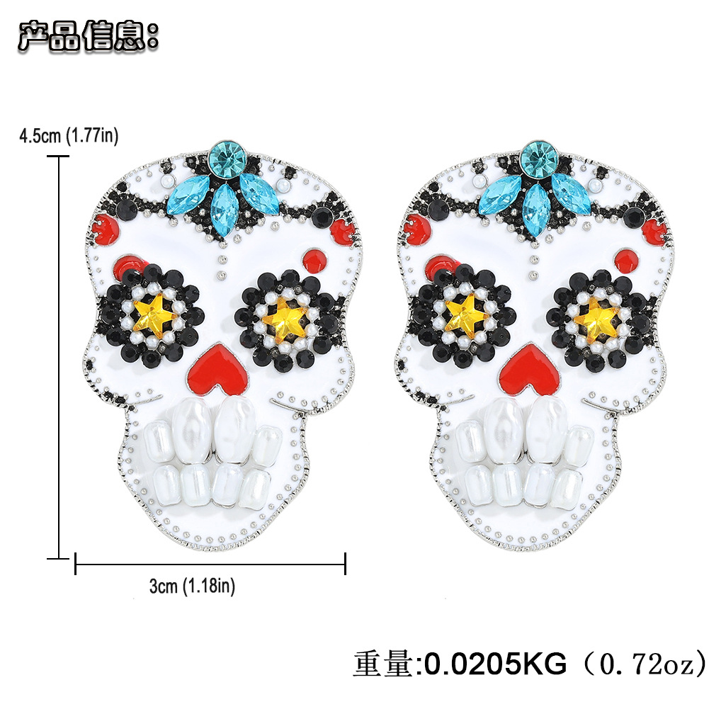 Fashion Alloy Inlaid Pearl Halloween Earrings display picture 12