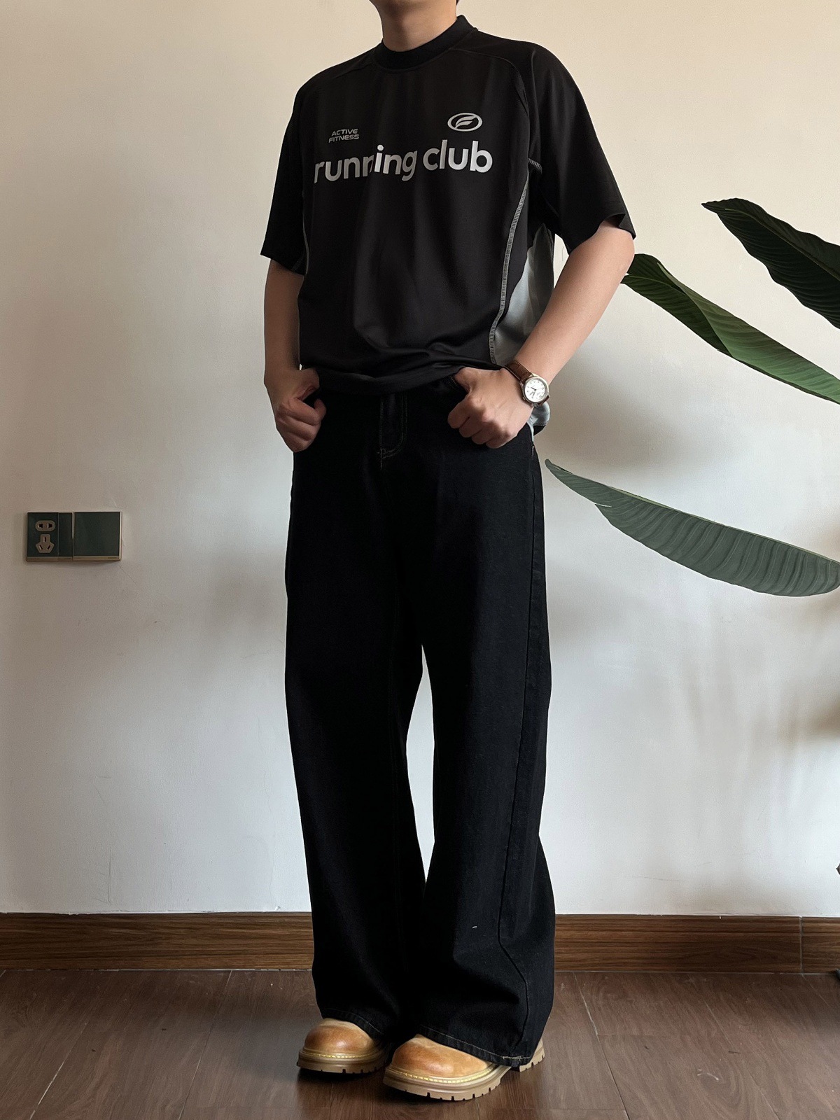 Retro Wide Leg Black Jeans Loose Fit Distressed Style mid Waist Clean Cut 2026 American Basic Washed Straight Pants_mkmklike.com