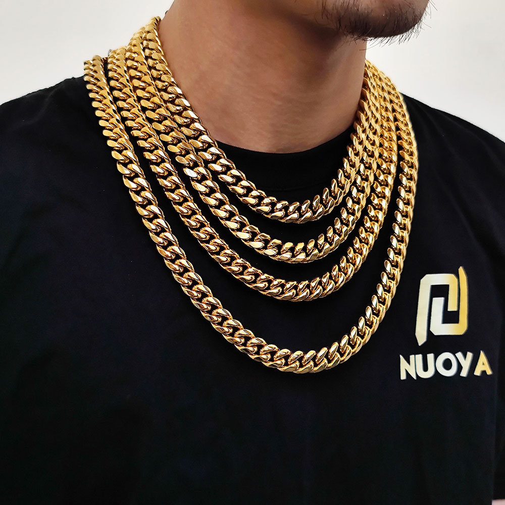 296g Weight 1 Piece Hip-hop Solid Color Stainless Steel Plating Bracelets Necklace