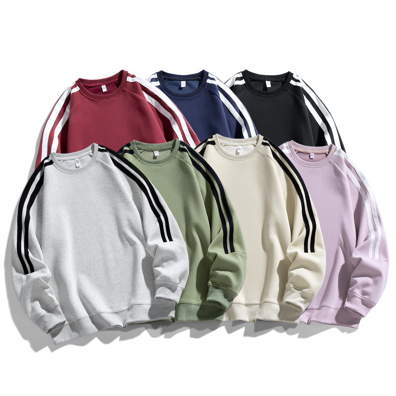 Wholesale 2025 Sweat Men's Spring and Autumn New American Casual Classic Parallel Bars Crewneck Heavy Teen Top