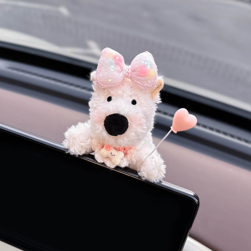 Decoración de coche de West Highland, accesorios de coche, pantalla de control central, muñeca de fiesta, pantalla de visualización de cachorro, linda decoración de pantalla