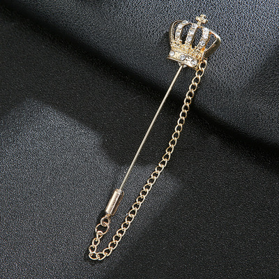 歐美潮男士皇冠胸針 男士小西裝插式胸針潮流小皇冠插長針款