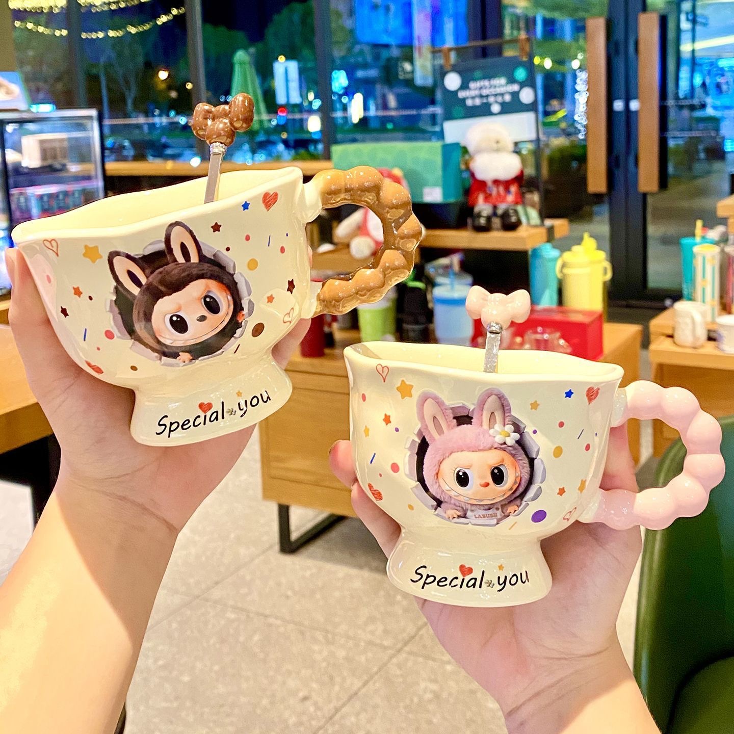 Girls' Souvenirs, New Mugs, High-Looking Labubu Couple Cups, Birthday Ceramic Water Cups, Girls' Souvenirs