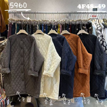 ZSwj2025秋季新款女圆领日系棉衣棉服宽松长袖小个子长款外套复古