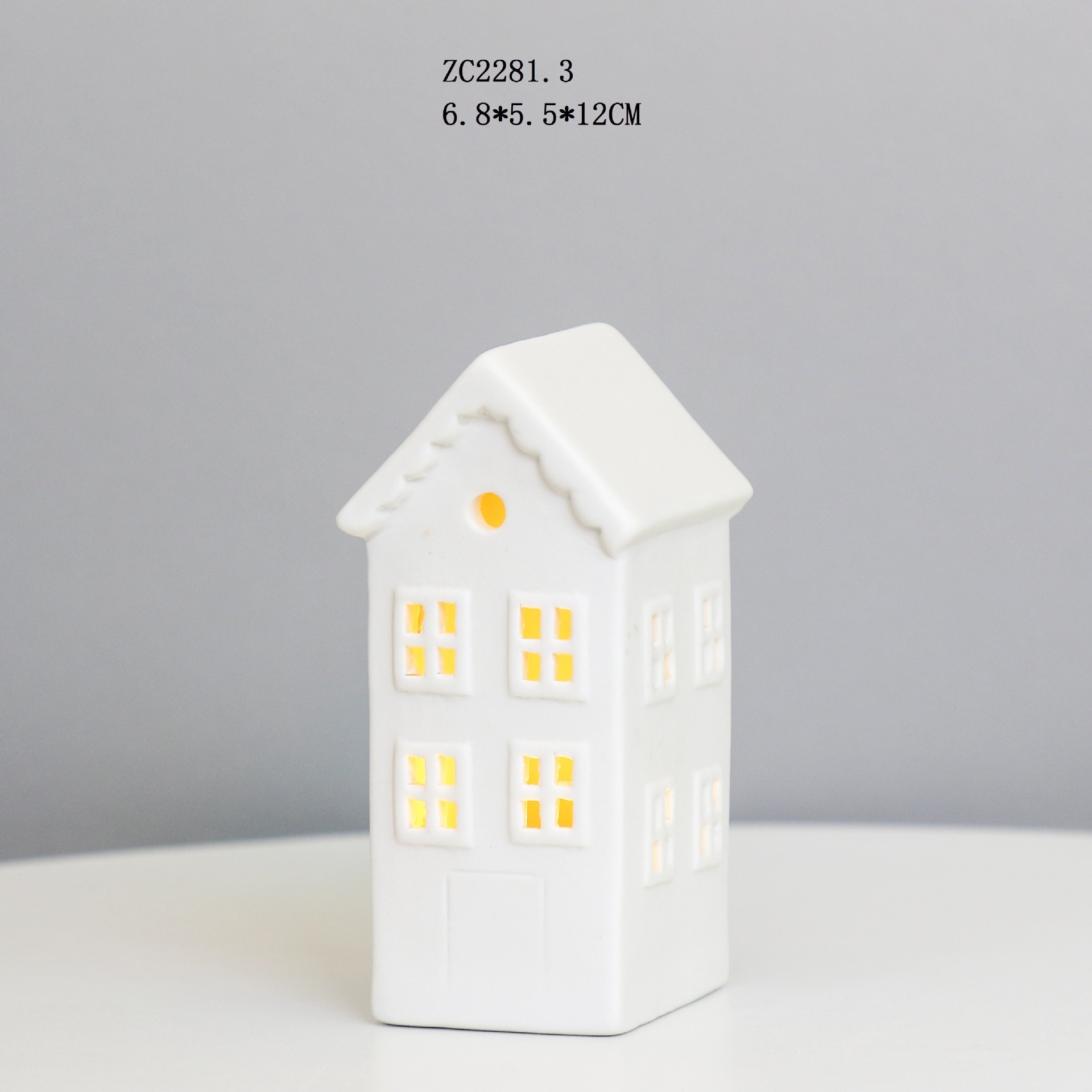 Casa de cerámica de estilo europeo LED luz de la noche decoración creativa de porcelana blanca Artesanía de Navidad regalo al por mayor