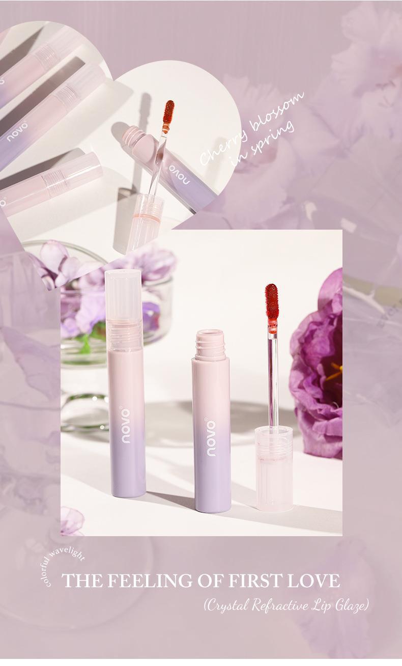NOVO Water Crystal Refractive Lip Gloss is waterproof, does not fade easily, does not stick to the cup, and is a low-saturation student lipstick that makes you look fair without makeup undefined
