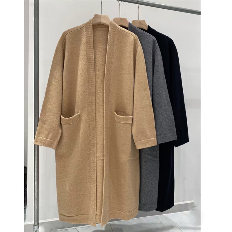 24秋冬款软糯慵懒感10羊绒90羊毛随性大气针织大衣长款毛衣外套女