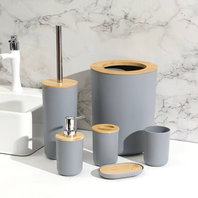 Color sólido blanco y negro de alta gama, caja de jabón, soporte de cepillo de dientes, botella de emulsión, enjuague bucal, caja de algodón, oferta transfronteriza