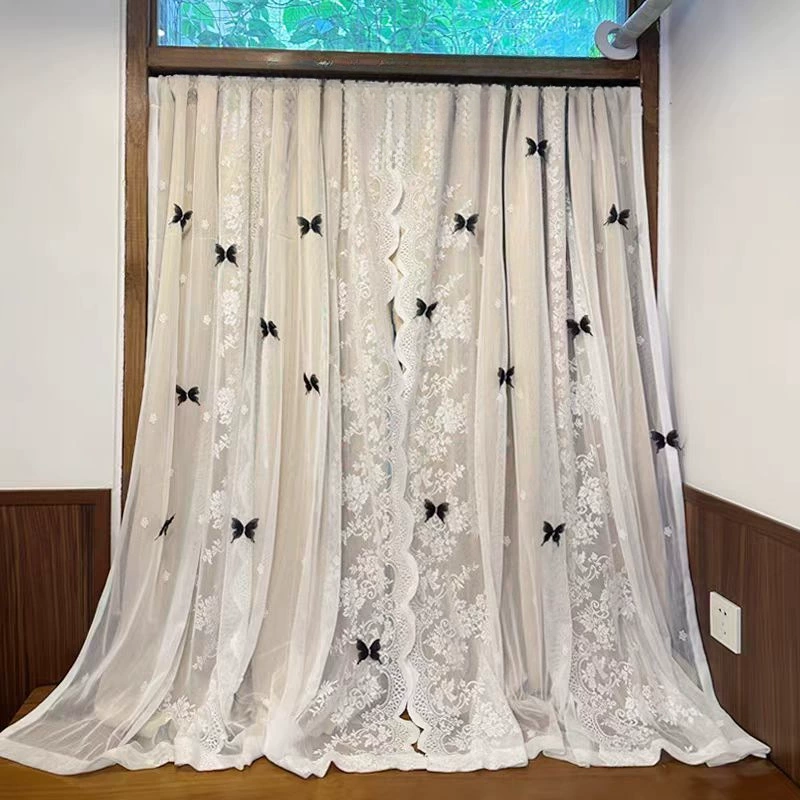 Тюль-глаз, французский принцесc-стиль, двойной слой, размеры 65×100–270×270 см, крем/серый