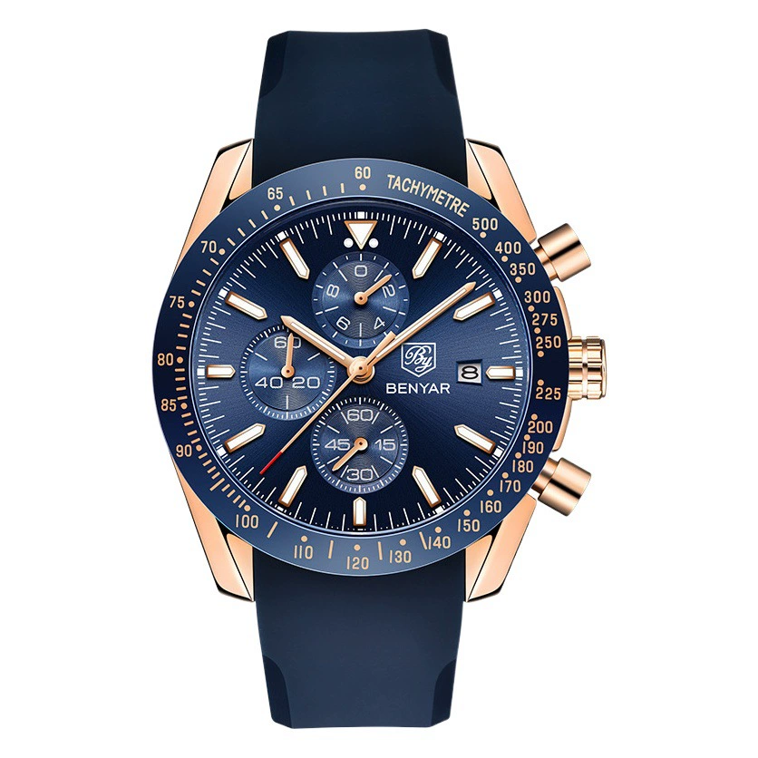 Binya Explosive Watch Мужские кварцевые часы Многофункциональные водонепроницаемые спортивные модные мужские часы Силиконовые 5140