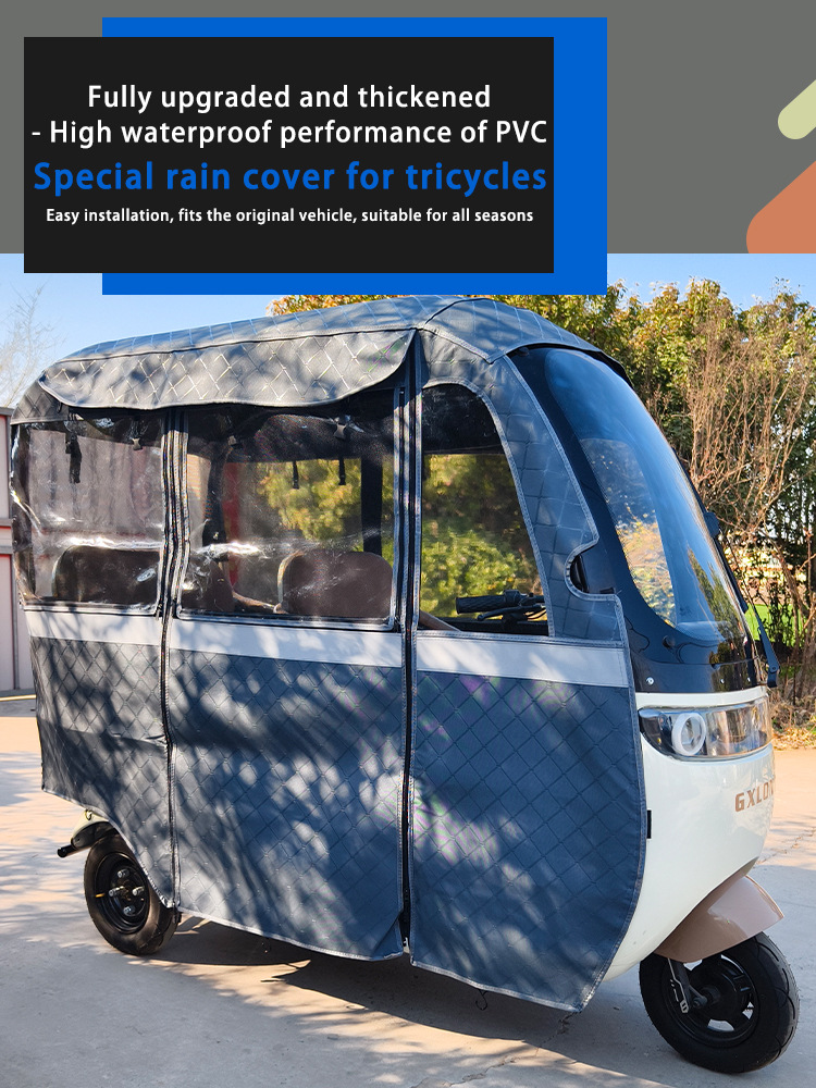 Jinpeng Su7 Tricycle-Specific Rain Curtain and Canopy, Windproof, Sunproof, and Cold-Resistant for Overseas Tricycles in Europe, America, and Southeast Asia