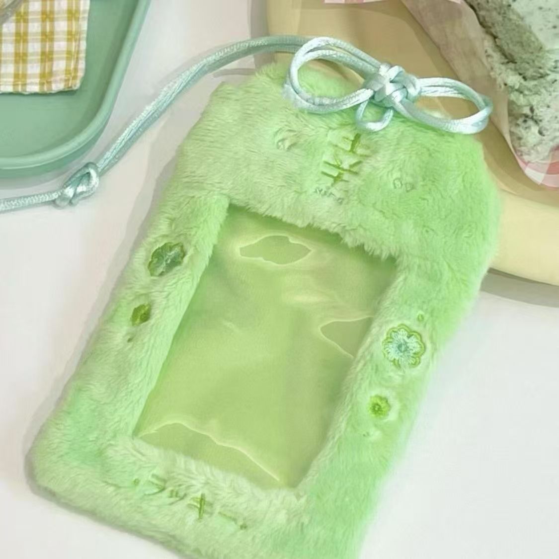 Ins coreano lindo chocolate de menta, ratas y ratas codiciosas, cubierta de tarjetas de peluche, estudiantes de 3 pulgadas, cubierta de almacenamiento de tarjetas pequeñas.