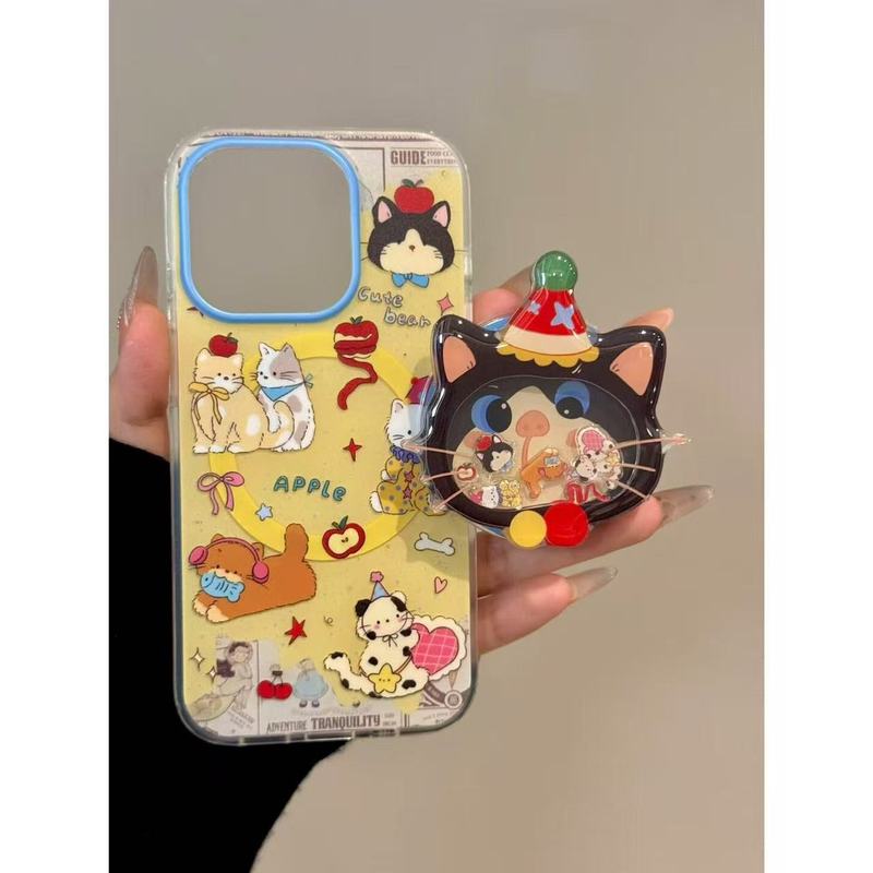 创意报纸撕边搞怪猫咪摇摇乐磁吸适用iphone16promax苹果手机壳14|undefined