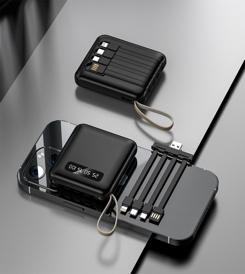 Toptan Mini Taşınabilir Kablolu Powerbank 20000mAh Kompakt Hızlı Şarj Paylaşımlı Mobil Güç Kaynağı