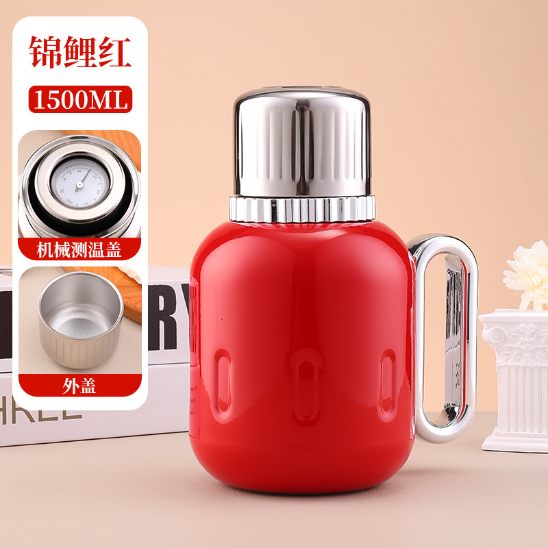 家用不锈钢保温壶大容量高档茶水分离机械显温便携新款焖茶壶水壶|undefined