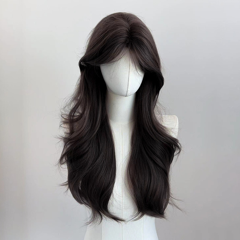 Ziqi Wig Front Lace Women's Long Curly Hair Hand-Woven Mid-split Large Wave Full-head Style Full-top Hairstyle Wig Cover
