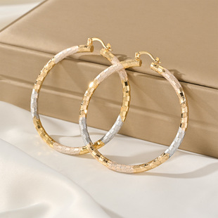 ���R�dTEMU�羳50mm�R����Ĺܶ�Ȧ�18K��ɫ�W���F���ճ����hŮ