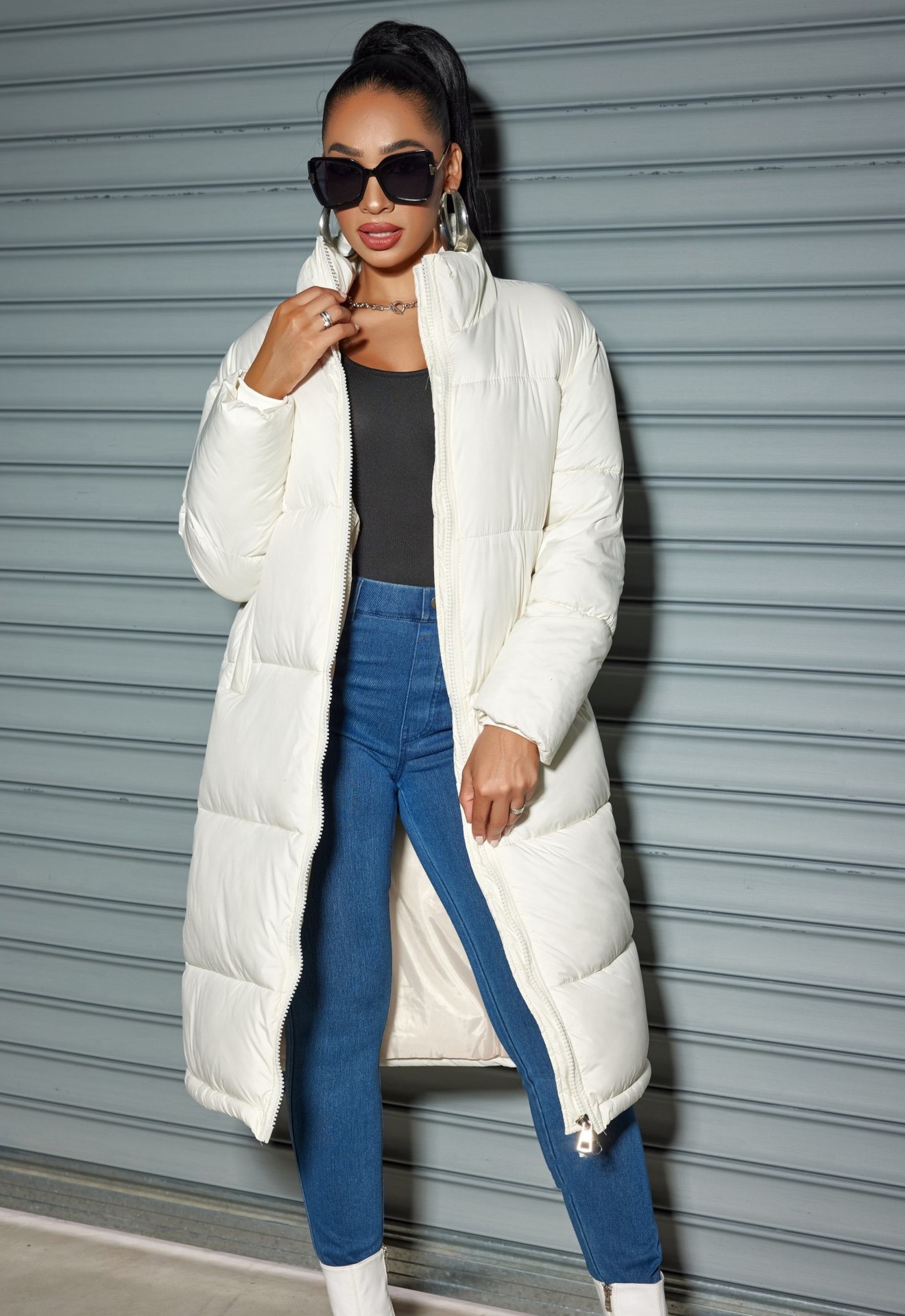 Roupas femininas inverno feminino longo algodão casaco moda feminina zíper cor sólida algodão casaco quente_voghion.com