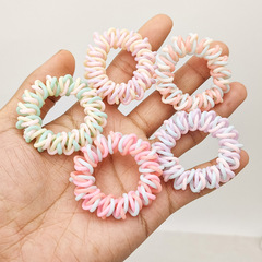 糖果色高彈力不傷發電話線發圈編織頭繩無痕橡皮筋女扎頭髮繩髮飾