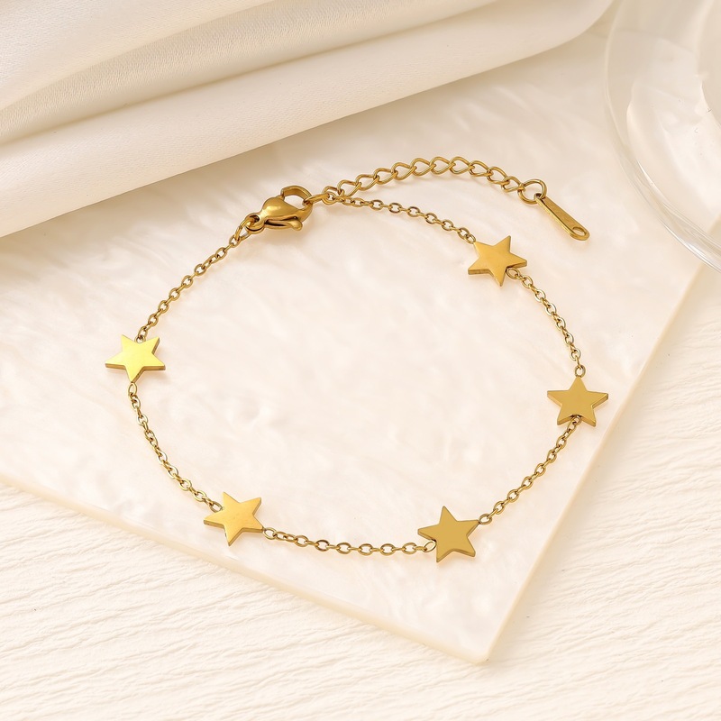 クロスボーダー非退色ラブスタームーンチタン鋼ブレスレット女性のための 18 K ゴールドファッションシンプルなインスタイルハンドジュエリー|undefined