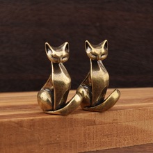 黄铜猫光面猫狸猫动漫猫复古家居办公室休闲装饰桌面工艺品小摆件