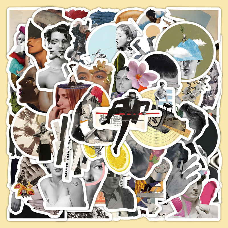 60 Retro Abstract Character Handbook Stickers Pop Style American Poster Notebook Phone Case Stickers Wholesale