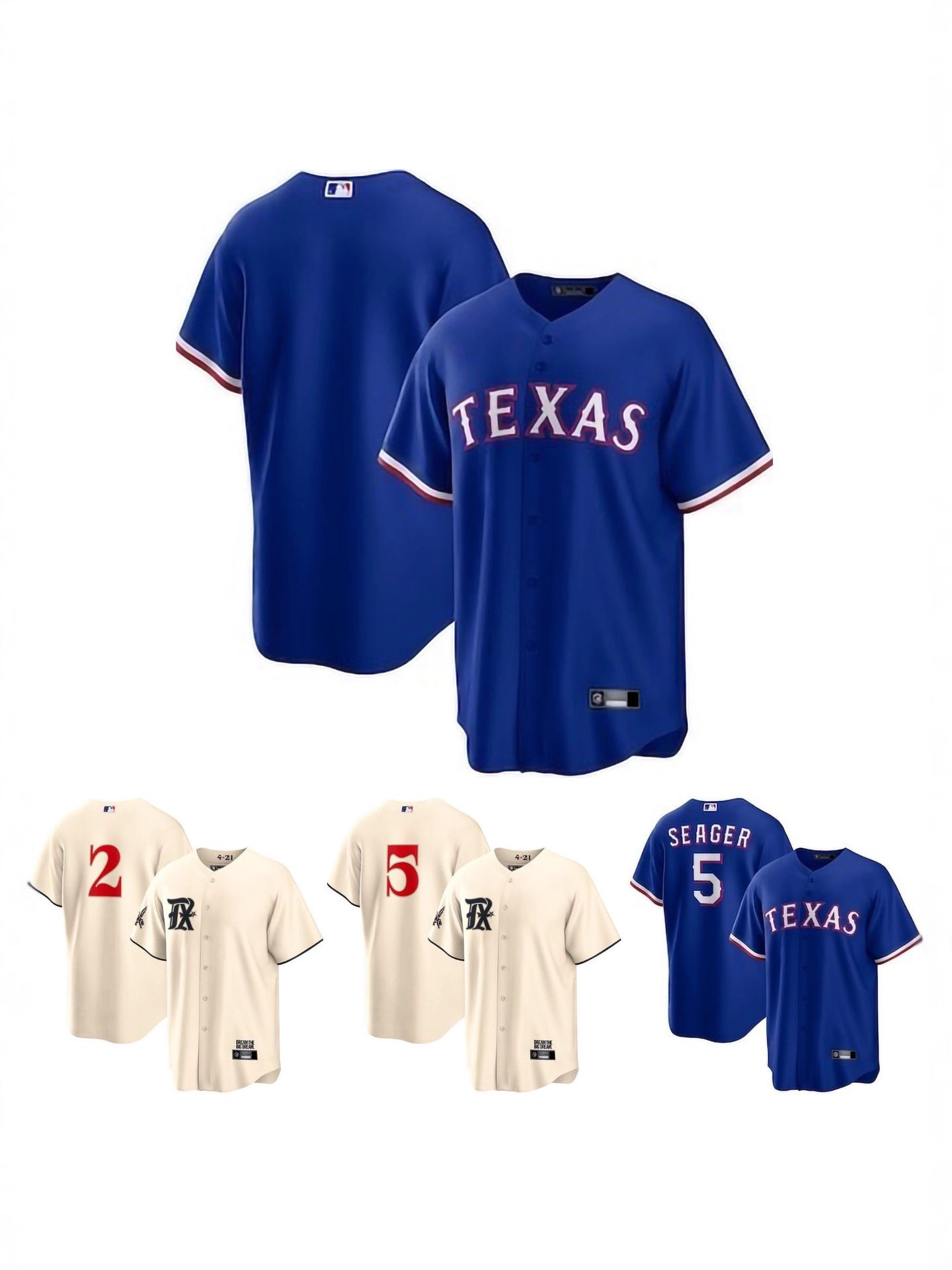 MLB short-sleeve baseball jersey top Rangers (in stock)