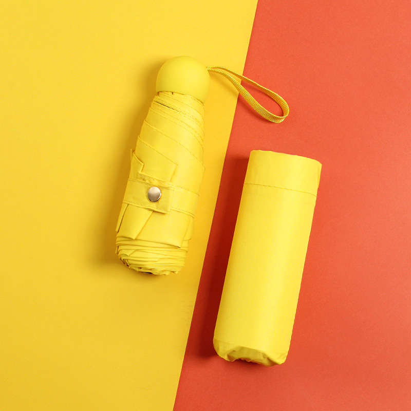 Paraguas a prueba de sol para mujer paraguas a prueba de sol a prueba de rayos UV de doble uso de cinco veces mini pequeño paraguas portátil plegable cápsula