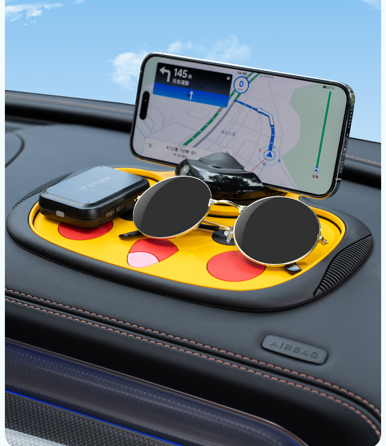 Cartoon Cute Car Phone Holder Anti-Slip Mat New Pvc Dashboard Storage Mat Temporary Parking Number Plate