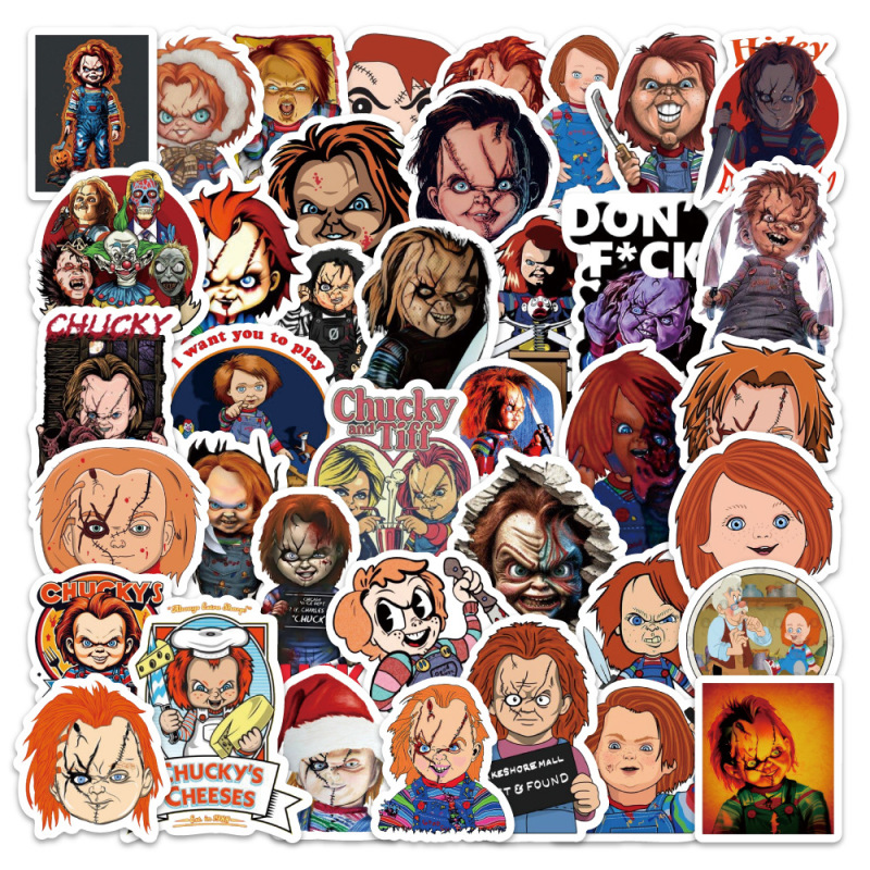80 Pieces of American Horror Movie Thriller Character Ghost Doll Chucky Graffiti Stickers Cross-Border Decorative Stickers Wholesale 80 Pieces of American Horror Movie Thriller Character Ghost Doll Chucky Graffiti Stickers Cross-Border Decorative Stickers Wholesale