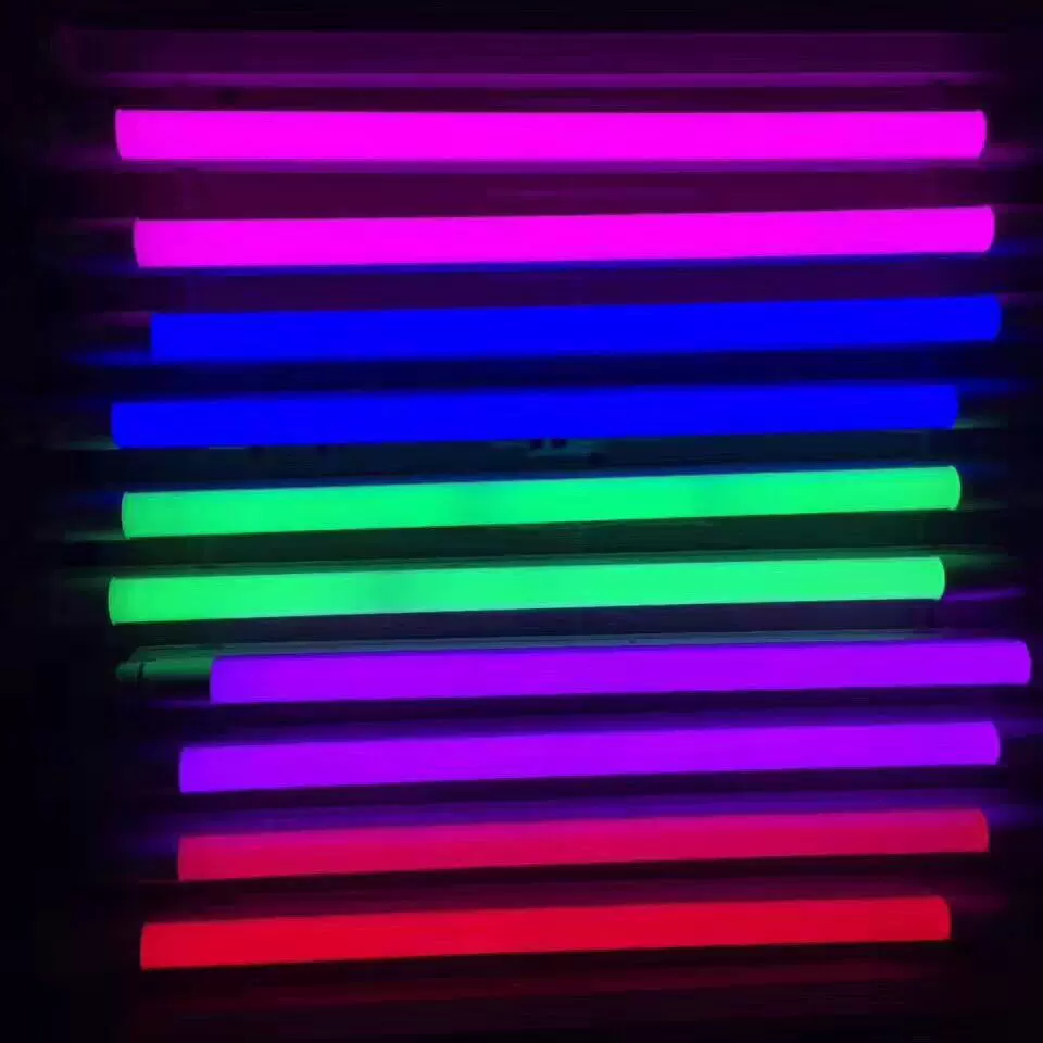 LEDT5支架灯 红蓝黄绿紫 彩色灯管 一体化 led日光灯管 霓虹灯