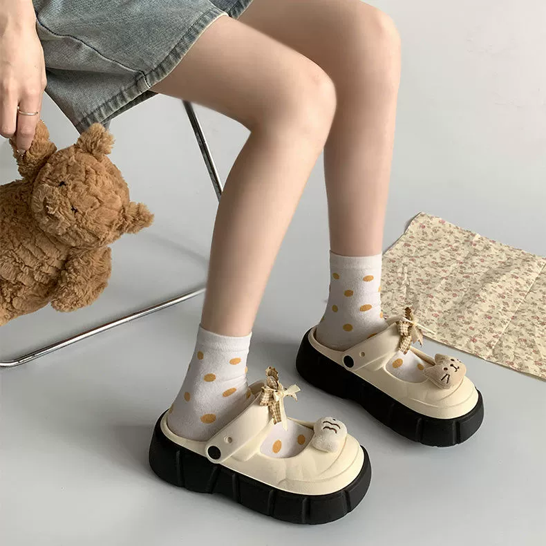 EVA Интернет-красный взрыв 2025 Летний милый мультяшный котенок маленькая рыба Баотоу тапочки женская мода носить толстые подошвы тапочки