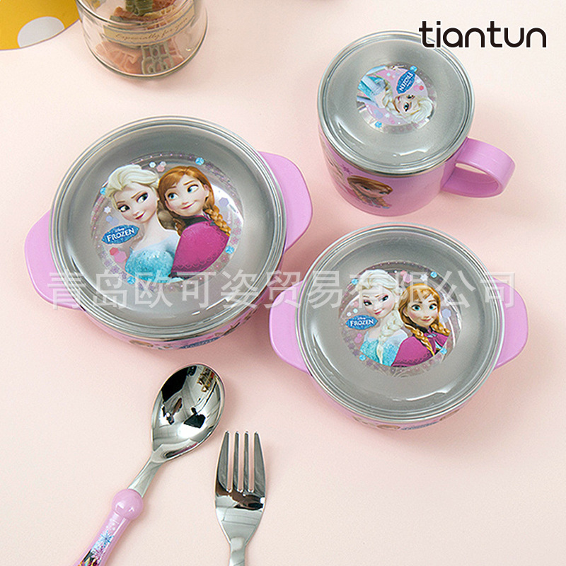 Tiantun Korean Imported Thomas Kidsren's Stainless Steel Tableware Gift Box Anti-Fall Bowl Cup Spoon and Fork Set