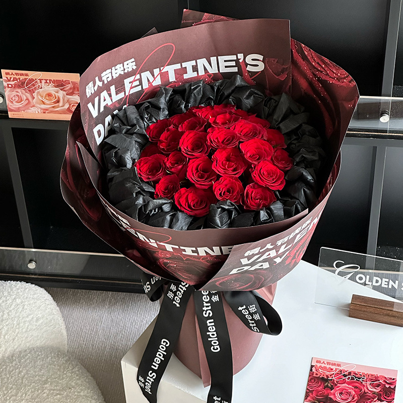 Amantes de la serie de flores en papel de embalaje de rosas en línea de alto nivel sensación de ramo romántico floral envoltura floral material florista al por mayor