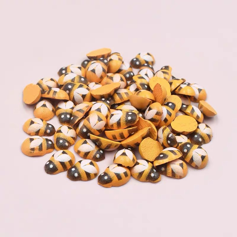 0.9x 1.2mm Bee Green Plant Ornaments Cute ins Wind 3D Bee Decorative Wooden Fleshy Decorative Flower Pot