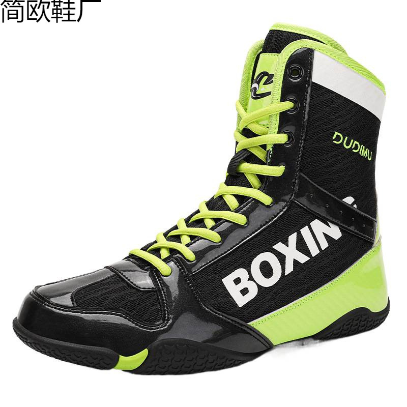 Cross-border dropshipping hot-selling boxing shoes, professional men's and women's wrestling shoes, indoor training shoes, breathable high-top freestyle fighting shoes