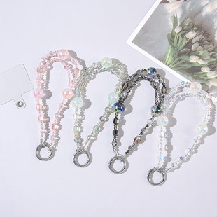 Gyopliasa High-grade Hand-made Crystal Mobile Phone Chain Lanyard Short Wrist Strap for Lost Keychain