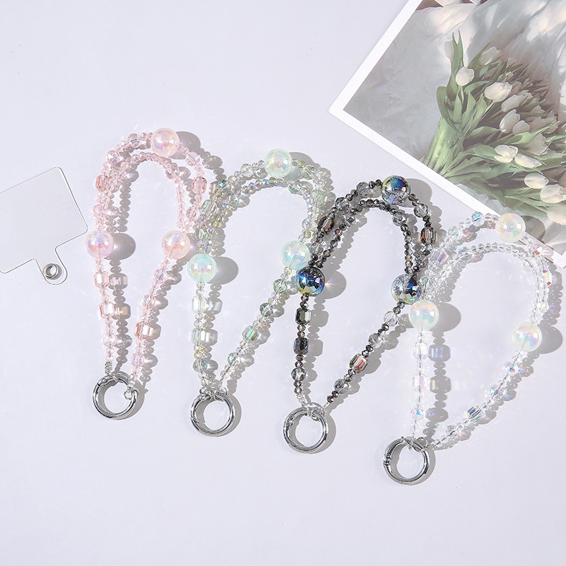 Mobile Phone Chain, Starry Sky, High-End Handmade Crystal Mobile Phone Lanyard, Short Wrist Strap, Lost Keychain