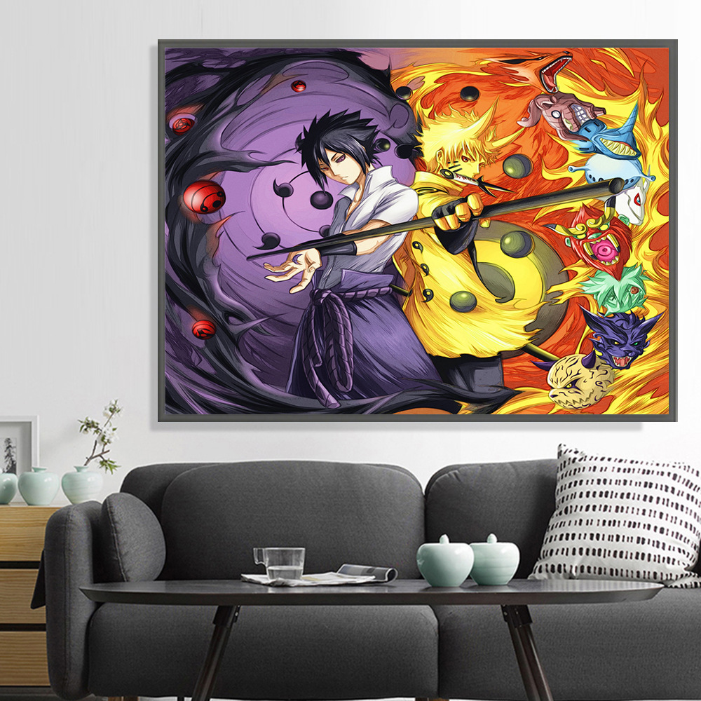 Pintura de Diamantes DIY al por Mayor, Diseño de Anime Naruto, Decoración para Sala de Estar, Pintura Adhesiva de Diamantes para Colgar en la Pared, Bordado de Diamantes Simple Hecho a Mano
