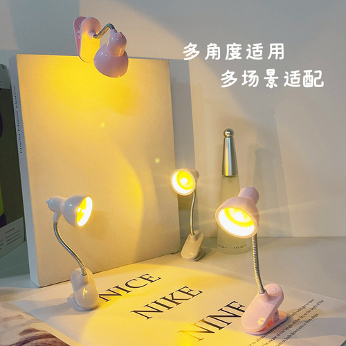 Creative LED mini desk lamp with warm light clip, suitable for student dorms, eye-protection learning reading lamp, bedside night light