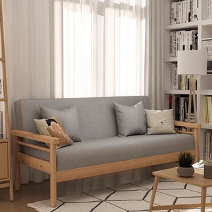 Fabric Sofa Living Room 2025 New Three-Seater Small Apartment Rental Solid Wood Double Simple Small Apartment Sofa