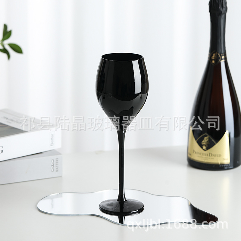 Lu Jing negro simple copa de vino tinto estrella negro champán vidrio negro brillante pintura copa de vino ciego Copa