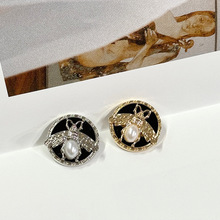 圆形立体小蜜蜂珍珠金属纽扣小香风大衣西装外套皮草貂毛服装扣