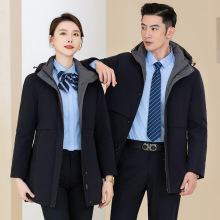 加厚保暖羽绒服男女同款职业装工装商务正装棉服外套冬工作服