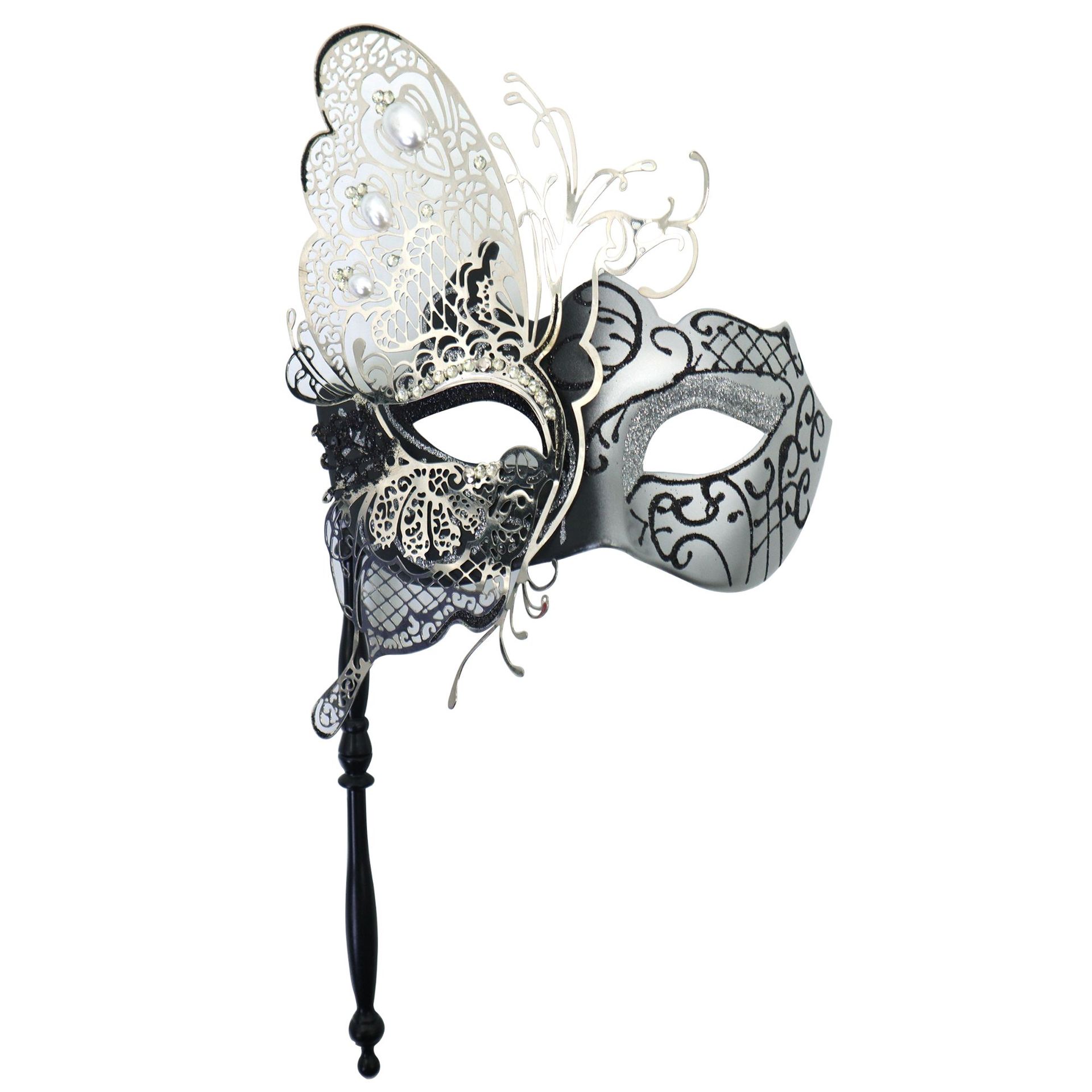 Ventas transfronterizas de diamantes de mano máscara de baile de maquillaje mariposa pintada de hierro forjado mitad cara máscara de carnaval sexy