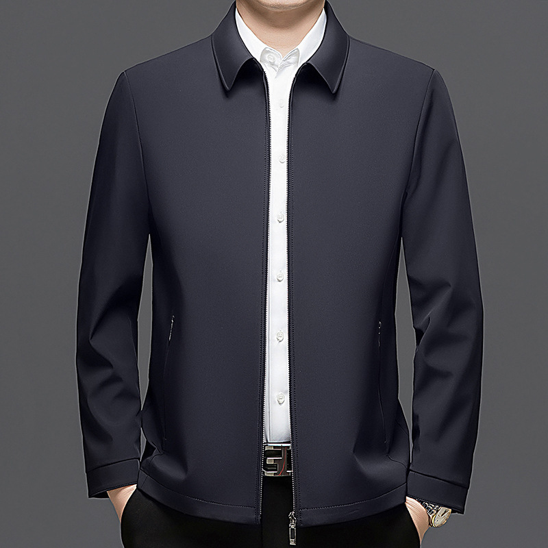 2026 Middle-Aged Men's Business Jacket, New Autumn Model, Breathable, Versatile for Outdoor Use, Solid Color, Turn-Down Collar, Trendy, Wholesale 2026 Middle-Aged Men's Business Jacket, New Autumn Model, Breathable, Versatile for Outdoor Use, Solid Color, Turn-Down Collar, Trendy, Wholesale
