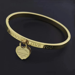 Foreign trade stainless steel jewelry exquisite Forever love double heart bracelet women's titanium steel rose gold bracelet