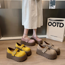 香港真皮厚底增高博肯鞋女2025春季新款一脚蹬小个子玛丽珍单鞋