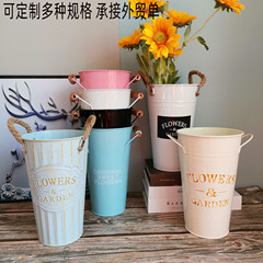 廠家跨境花桶鮮花鐵皮桶乾花養花桶花盆插花鐵藝花瓶醒花桶